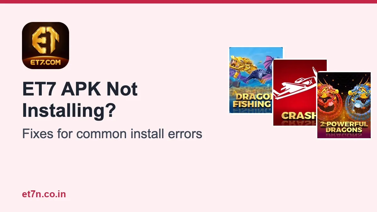 ET7 APK not installing guide cover with an Android install error screen