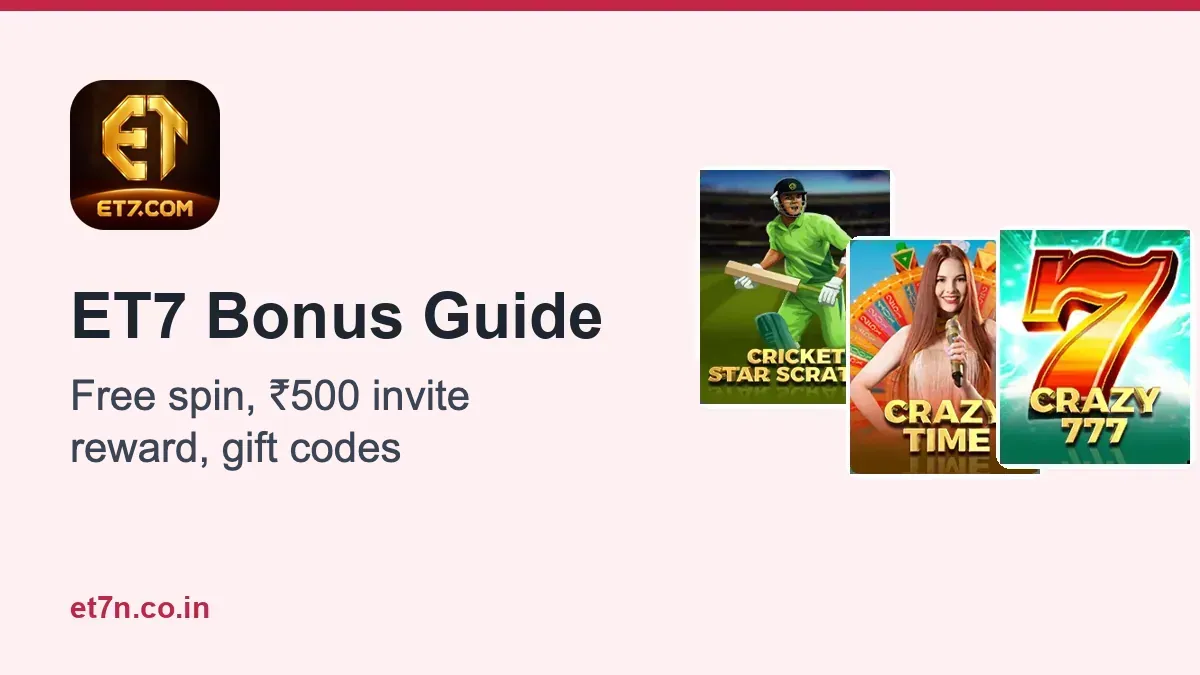 ET7 bonus guide cover with a prize wheel and gift code ticket